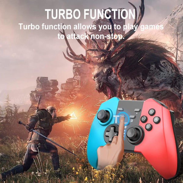 Trådlös Switch-kontroller för Nintendo Switch/Switch Lite/Switch OLED/PC-fönster spel, Bluetooth-kontroller Gamepad med väckning, Gyro-axel, Turbo,