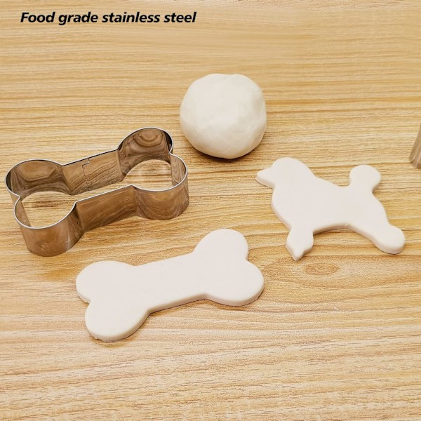 Hunde-Knogle-Udstikkere til Bagning, Hunde-Kage-Udstikker, Poteaftryk-Kage-Udstikker-Form (Hvalpe-Sæt af 6)