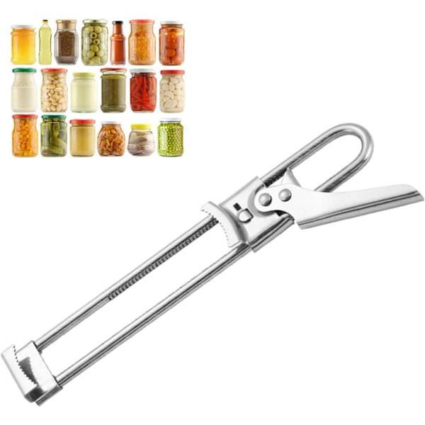 Manuel Dåseåbner Jar Dåseåbner, Justerbar Dåseåbner til Gigt Rustfrit Stål Køkken Gadget Flaskeåbner (19cm)