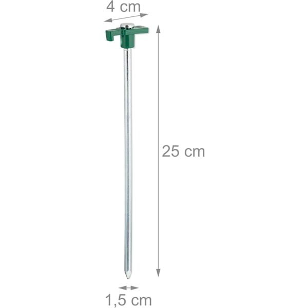 Sæt med 10 Stærke Teltsøm, Hård Jordforankringer, 25 cm, Stål Jordpløkke, Campingtilbehør, Galvaniseret Stål Green