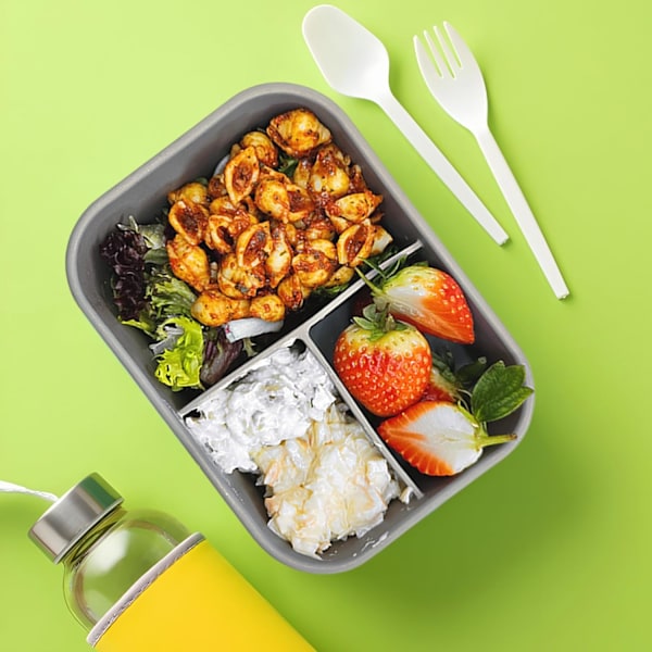 Lunchlåda 1300ml, Silikon Läcksäker Bentolåda för Barn och Vuxna, Matbehållare med 3 Fack, BPA-fri, Mikrovågsugn