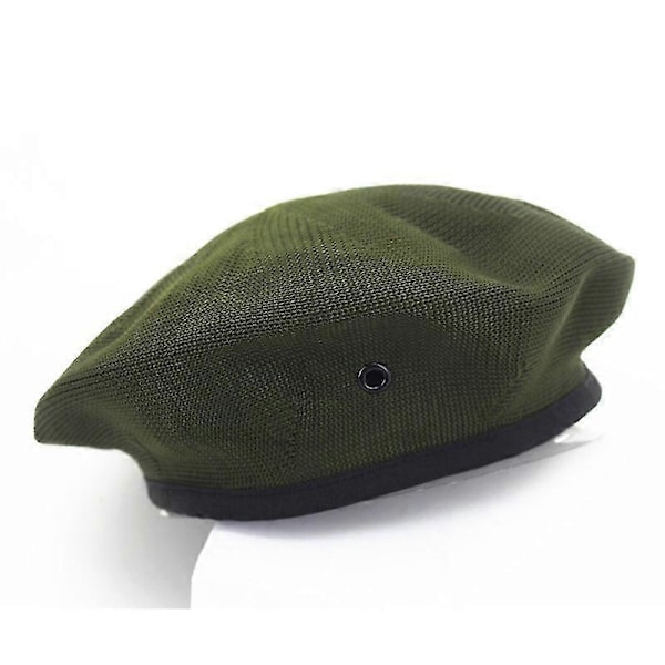 Herr Dam Soldat Basker Hatt Uniform Fransk Stil Militär Armé Ullmössa Green - Grid