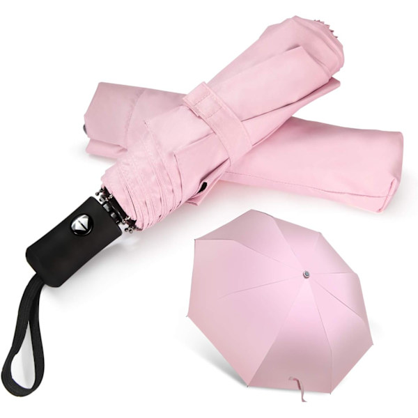 Rejse Paraply Regn Kompakt Foldbar UV Paraply til Solbeskyttelse Automatisk Åben Lukning Kvinder Paraplyer Pink