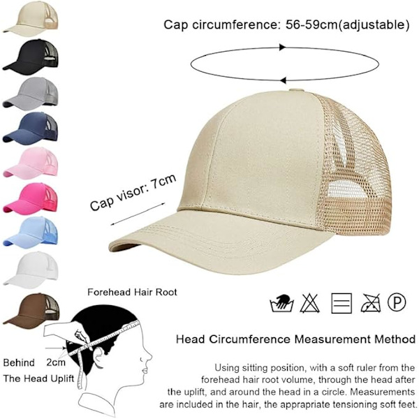 Baseballkasket til Mænd Kvinder Sommer Åndbar Hul Åben Mesh Unisex Hestehale Sports Trucker Kasketter Justerbar Udendørs Hatte, Khaki