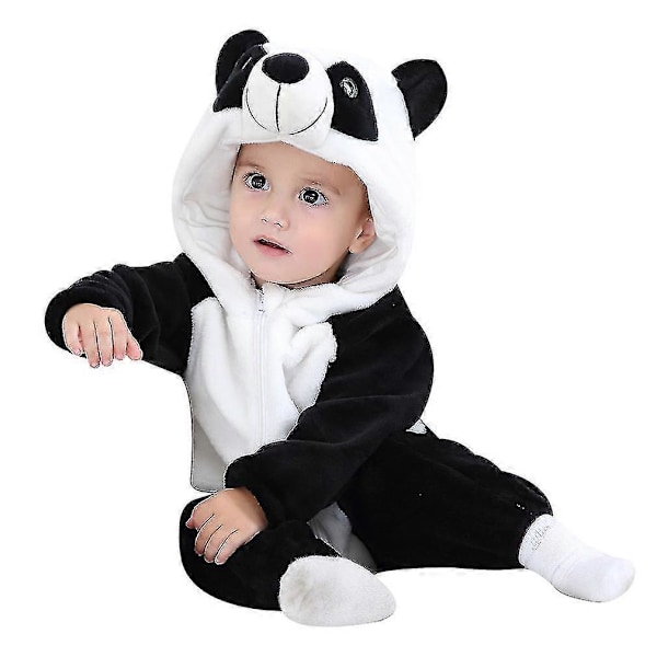 Unisex Baby Djurdräkt Vinter Höst Flanell Huva Cosplay Jumpsuit 90 Panda