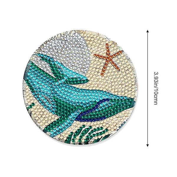 Underlägg med hållare, 8 st 5D Ocean Diamond Art Kit för vuxna Ki