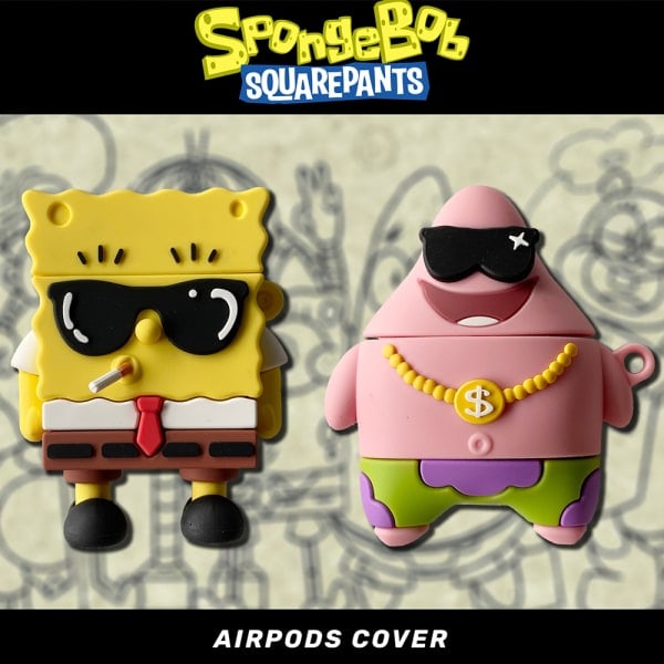 Söt Silikonfodral för Airpods Hörlurar Kompatibel med AirPods 1/2 3 Pro Skyddande Fodral SpongeBob SquarePants Pro Pai Daxing 3rd Generation