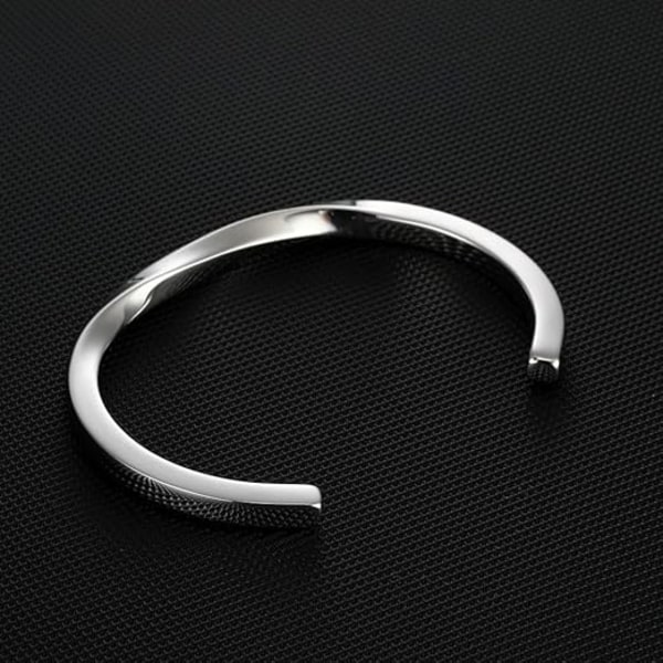 Herr Dam Solid Bangle Armband för Bästa Vän, Manschett Armband för Pojkvän Flickvän Gåvor Armband Födelsedagspresenter Silver