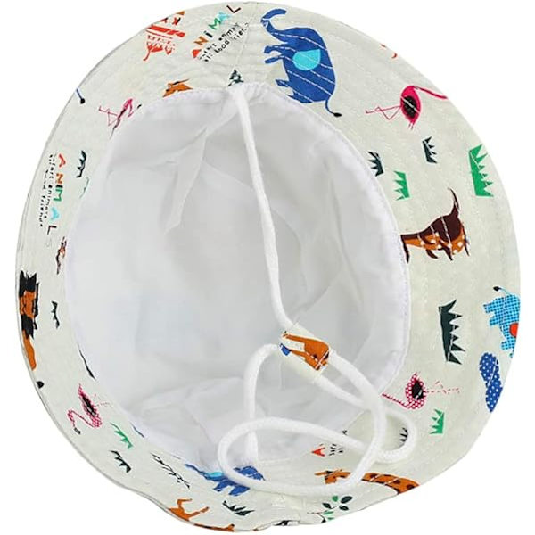 Aurinkolakki, UPF 50+ Lasten Piirretty Eläin Kesä Bucket Hat Säädettävissä Leukahihnan kanssa, Sopii 1 - 2 Vuotiaille (2 Pakkausta)