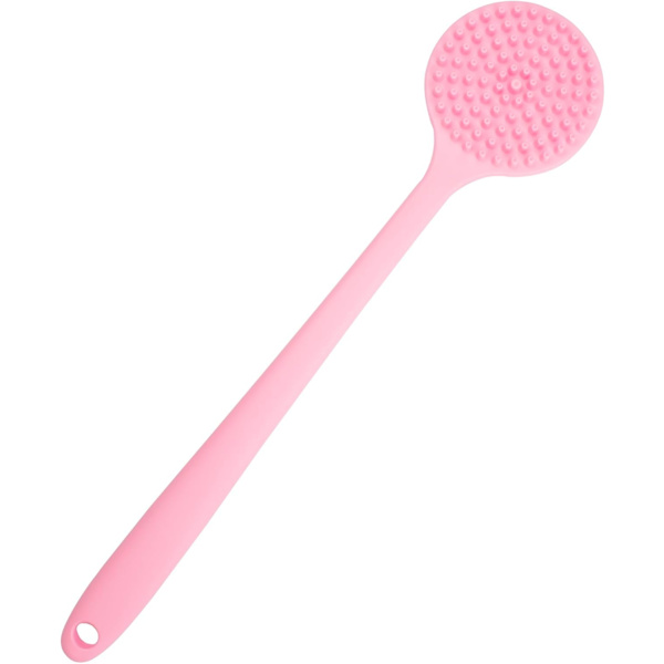 Silikoniselkäharja suihkuun ja kylpyyn pitkällä kahvalla Pink