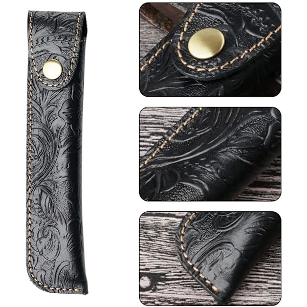Läderpennfodral, Dubbel pennfodral Retro Carved Fountain Pen Case Holder för dagligt bruk i skolan på kontoret Purple