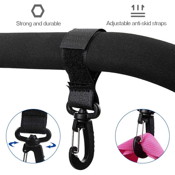 6 stk Buggy Clips Vogn Klips for Veske, Vogn Klips for Veske Barnevogn Klips Vogn Klips med Stropp for å Holde Mammavesker