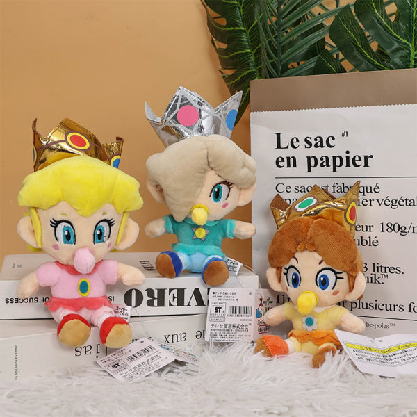 6 Super Mario Bros Baby Princess Plysjdyr Myke Utstoppede Dukker Julegaver til Barn Baby Princess Rosalina - 15 cm Baby Princess Rosalina-6inch