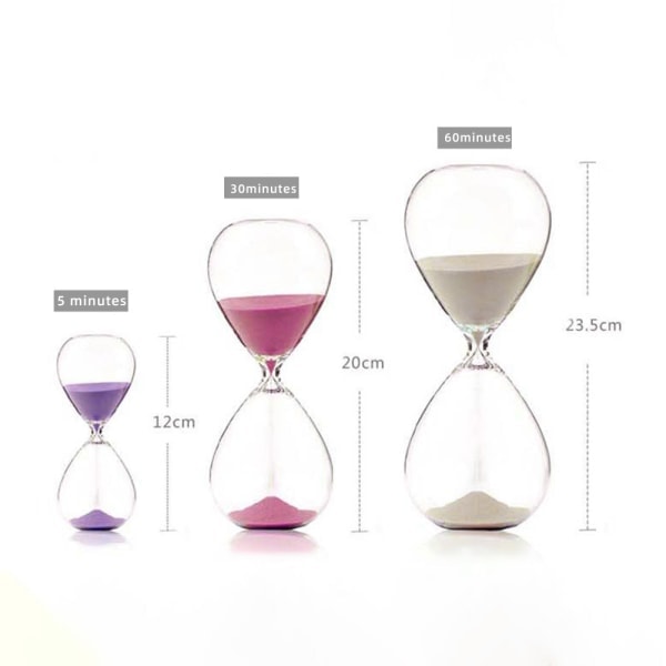 5/30/60 Minutters Rund Sandklokke Personlighet Glass Timeglass Ornament Nyhet Tidshåndteringsverktøy Glod 60Mins Pink 30 min