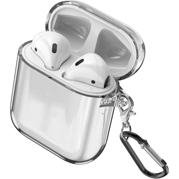 Kompatibel med Airpods-fodral, transparent stötsäkert Airpods TPU [Front LED synlig och stöder trådlös laddning] Accessrioes för Airpods 2 & 1-fodral