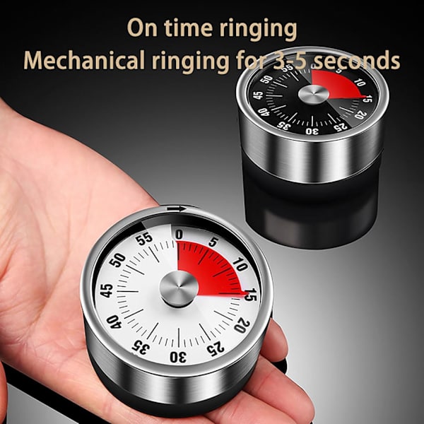 Stål Vintage Køkken Timer med Magnetisk Bagside, 60-Minutters Nedtælling og Høj Klokke - Ideel Mekanisk Timer til Madlavning Blue