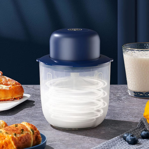 USB-laddningsbar elektrisk äggvisp kaffeblender hushållsmjölkblandare skummaskin handhållen trådlös mixer Blue