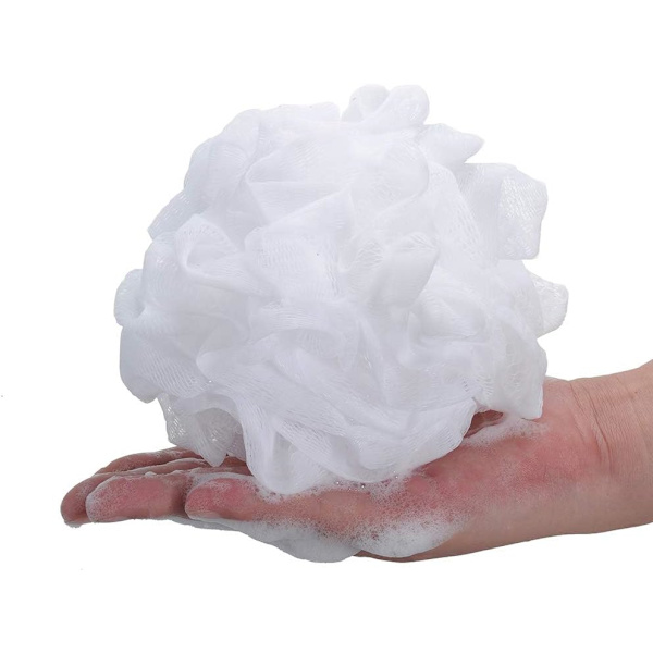 Bade- og dusjsvamp Puf Loofahs Hvit Mesh Puf Dusjpute Pakke med 6