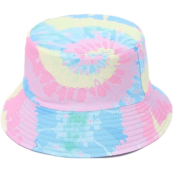 Unisex Sommer Bucket Hat til Kvinder Mænd Bomuld Vendbar Dobbeltsidet Bær Tie Dye Bucket Hats Fisker Strand Solhat