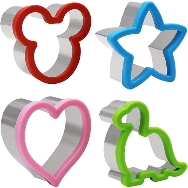 Sandwich Bread Cutter Set Stainless Steel Cookie Cutter with Shapes of  Mouse, Dinosaur, Star and Heart