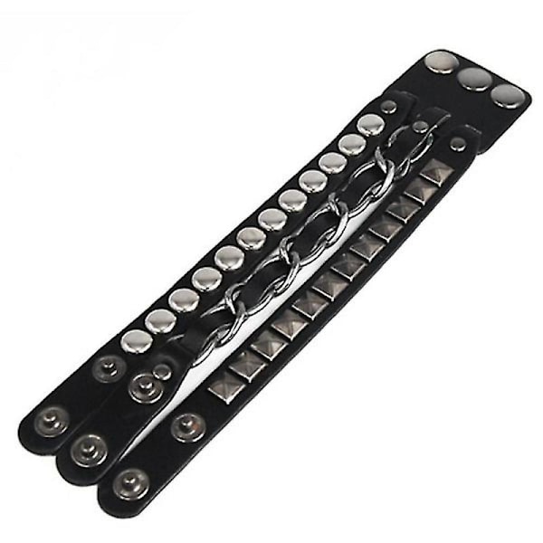 Punk Rock Nitar Multilager Cirkel Spikked Kedja Läder Armband
