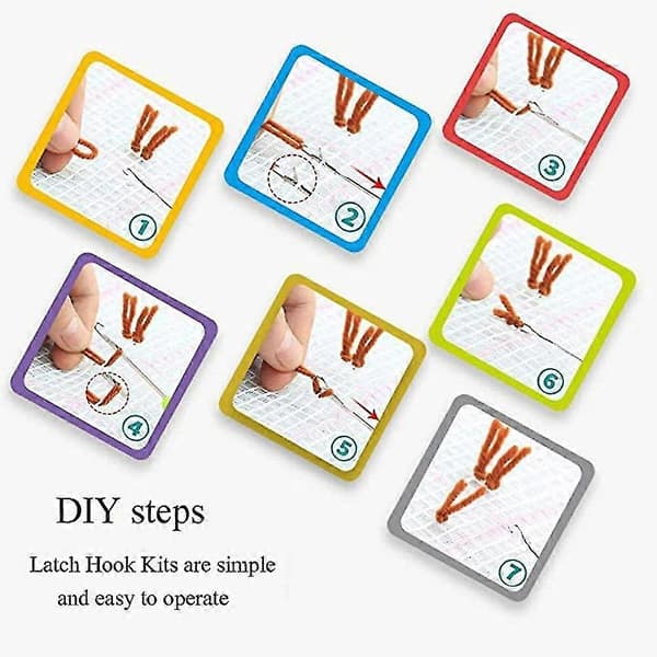 Latch Hook Kit, DIY Virkning, 51,8 x 37,8 cm Två Alpackor För Nybörjare