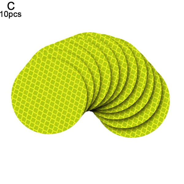 10/30 Selvklæbende Reflekterende Stickers Sikkerhedsadvarsel Vandafvisende 5cm Rund Green 10pcs