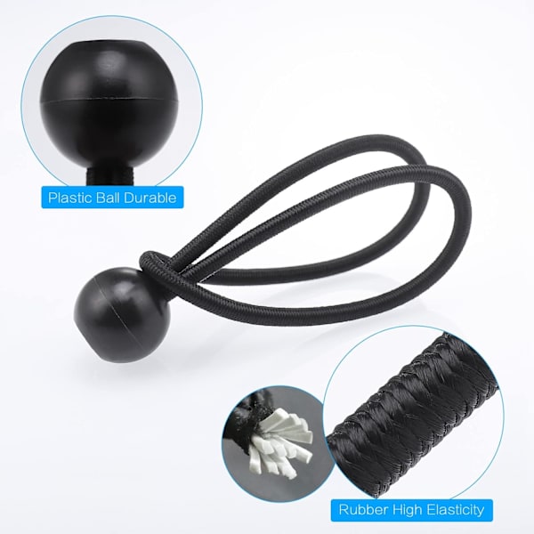 35 kpl Bungee-naruja palloilla, Kestävät Kannettavat Bungee-pallo, Polypropeeni ja Lateksi Punottu Pressu Bungee-pallo Pressuille, Teltoille, Leirintään 8 Inch