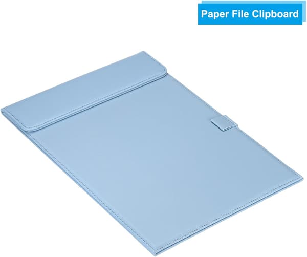 A4 Læder Klipsbord, Business Organizer Binder CV Juridisk Mappe Klip Skriveblok til Kontor, Blå