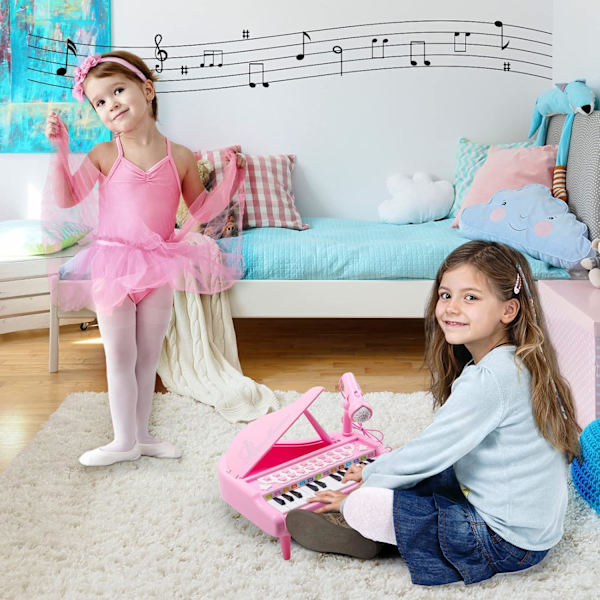 Babypiano leksak för 1 2 3 år gammal - Pianotangentbord för småbarn - Piano för barn med mikrofon för pojkar och flickor Pink