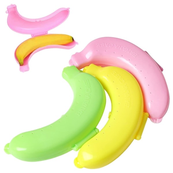 Banankasse, 3-pak Bananholder i forskellige farver Udendørs rejse Sød bananbeskytter Opbevaringsboks
