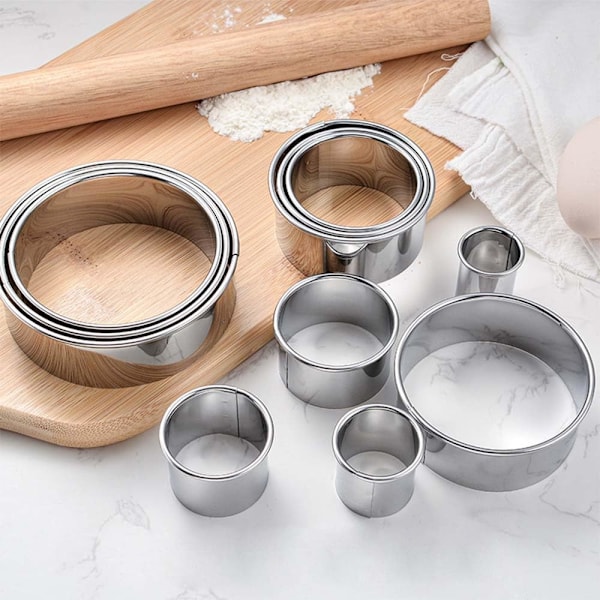 Keksformset Runda kakformar Biscuit Pastry Cutters Bakform Ringform Dumpling Cutter Rostfritt stål