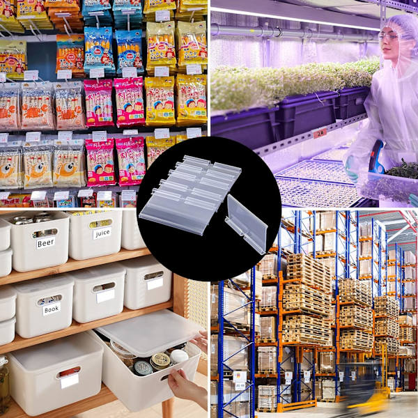 50 stk. Klarsynt Plast Etikettholdere til Trådhylde Detailpris Etiket, Kurve Etiketter Klip På Etiketter, Varetegn Visningsholder til Supermarked Butik 6x4cm