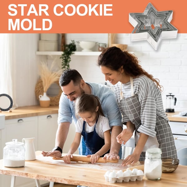 5 stjärnformade kakformar i rostfritt stål, perfekta för jul, halloween, födelsedagsfester, fondant, tårta