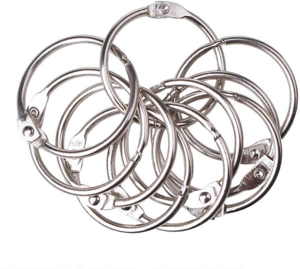 20 st metallbokringar, lösbladspärmar bokringar 25 mm innerdiameter nyckelringar (silver)