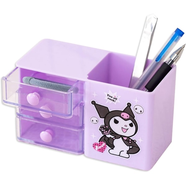 Anime Desktop Cinnamoroll Skrivebords Kontorartikler Beholder Penneholder til Skrivebord Sød Blyantskop Pot Makeup Penselholder Miniboks Kuromi