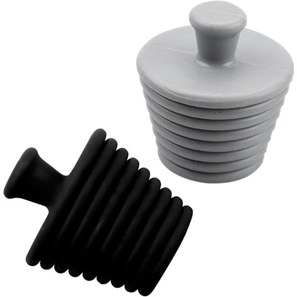 2-pack universella silikonproppar för badkar, spiralformade silikonproppar - mångsidiga silikonproppar för avlopp, svart och grå