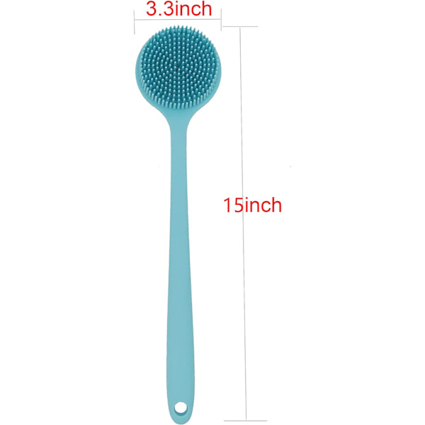 Silikoniselkäharja suihkuun ja kylpyyn pitkällä kahvalla Blue