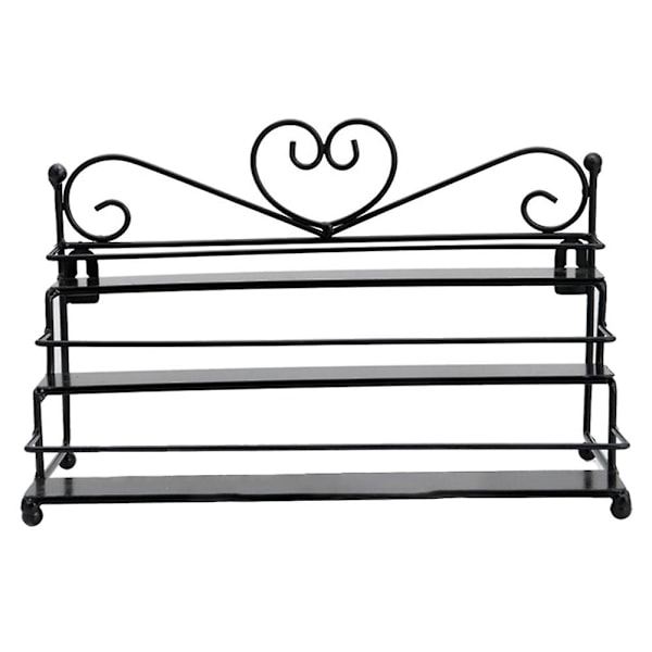 Nagellackshyllor med 3 lager, hjärtformad, kosmetisk displayställ, hållare, rack, arrangör Black