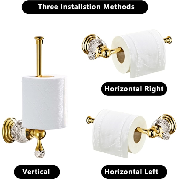 Poleret Guld Toiletpapirholder, Krystal Toilet Rulleholder Badeværelsestilbehør Moderne Zink Legering Vævsophæng Væghængt