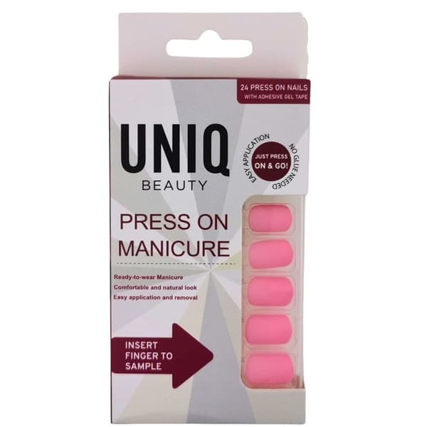 UNIQ Click On / Press On Tekokynnet - Bare Pink - 24 kpl