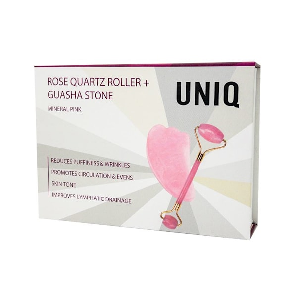 UNIQ Jade Roller Rose Quartz + Guasha Stone | för ansiktet