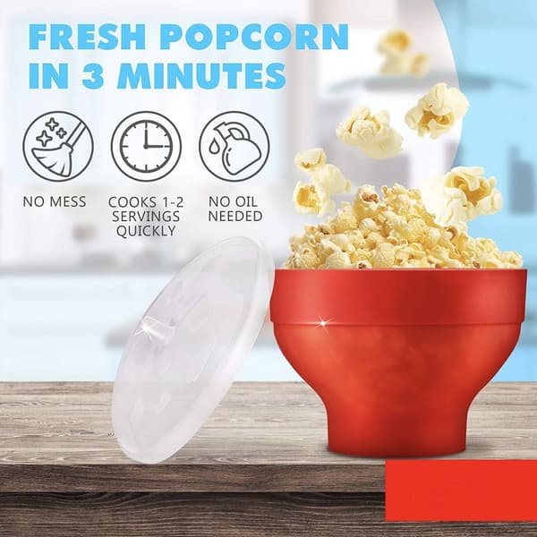 Popcorn Maker Bowl - Lag popcorn i mikrobølgeovnen - Rød