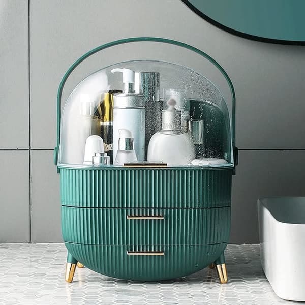 UNIQ Retro Makeup Box Organizer - Dark Mint / Mørkegrøn