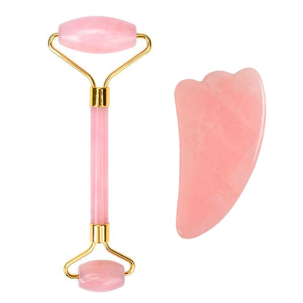 UNIQ Jade Roller Rose Quartz + Guasha Stone | för ansiktet