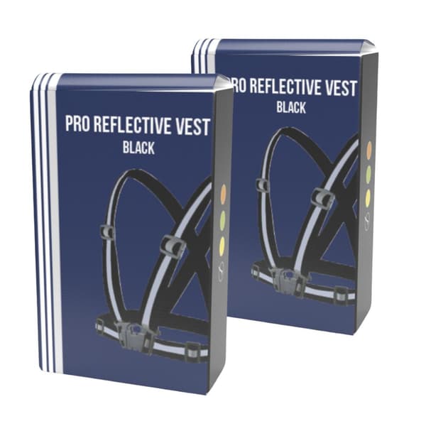 2-pack Reflekterende Vester til Løping & Sykling - Justerbare Reflekssele (Svart)