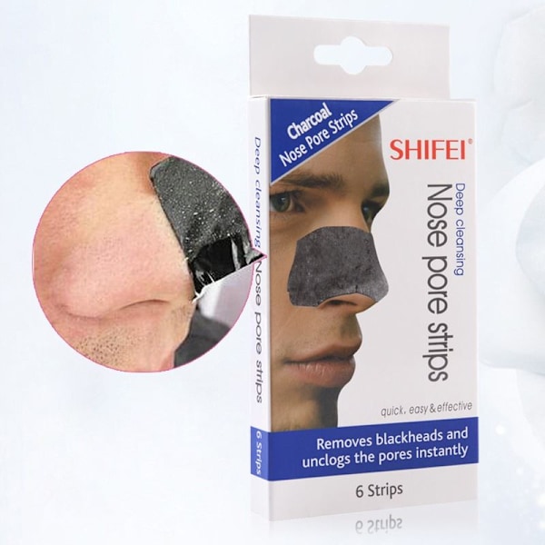 Shifei Charcoal Deep Cleansing Nasal Strips, 6 st - avlägsnar pormaskar och orenheter, 6 st