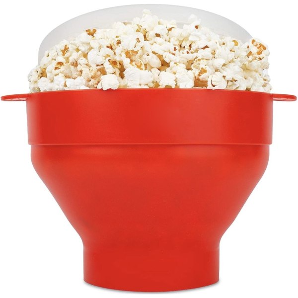 Hopfällbar Popcorn Maker skål - Gör popcorn i mikrovågsugnen - röd