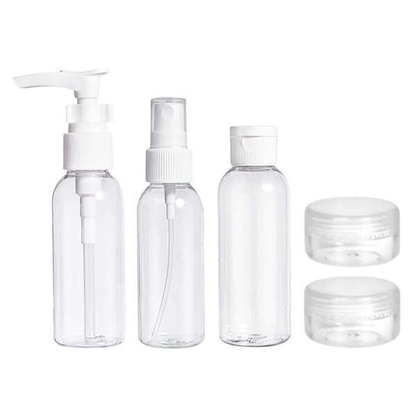 UNIQ Reseflaskor 5-pack med 3 st 50 ml flaskor och 2 st krämburkar