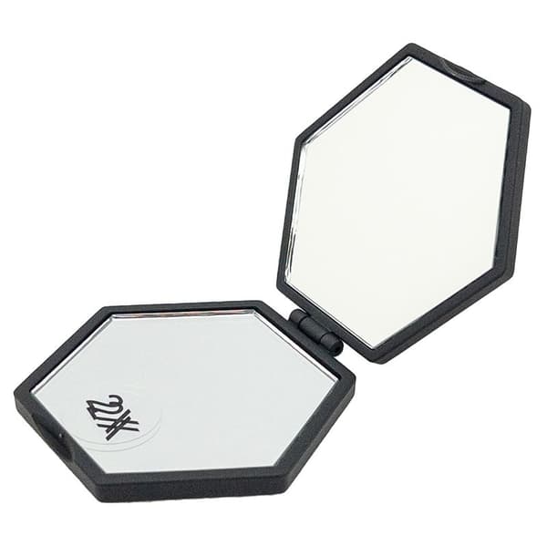 UNIQ Mini Compact Hexagon Peili - Musta taskupeili 2x suurennuksella